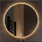 Global Led Mirror 70 cm Dokunmatik Tuşlu Yuvarlak Ledli Ayna Banyo Aynası Dekoratif Ayna Boy Ayna Salon Duvar Ayna - Şeffaf Krom