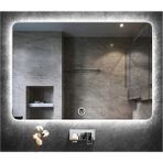 Global Led Mirror 75X105 cm Dokunmatik Tuşlu Ledli Ayna Banyo Aynası Dekoratif Ayna Boy Ayna Salon Duvar Ayna - Şeffaf Krom