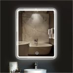 Global Led Mirror 75X105 cm Kumlamalı Dokunmatik Tuşlu Ledli Ayna Duvar Salon Banyo Wc Ofis Yatak Odası Boy Ledli Ayna - Renkli