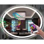 Global Led Mirror 80X100 cm Bluetoothlu Dokunmatik Tuşlu Buğu Yapmayan Ledli Elips Banyo Aynası - 80 x 100 cm