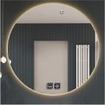 Global Led Mirror 90 cm Dokunmatik Tuşlu Buğu Çözücü Ledli Yuvarlak Banyo Aynası - Şeffaf