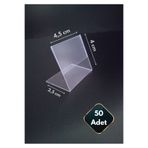 Global Türk 50 Ad Etiketlik isimlik Kartvizitlik 4,5x4 cm Mini Stand PVC Kart Tutucu Şeffaf Tanıtım Standı