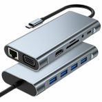 Global WNE0059 11in1 Hub Type-C to 4K HDMI/UsbA 3.0/TF SD/VGA/3.5mm AUX/PD RJ45 Ethernet Dönüştürücü Adaptör