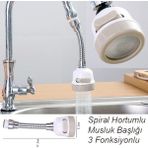 Globalance Oynar Başlıklı Spiral 3 Fonksiyonlu Mutfak Musluk Başlığı - Beyaz