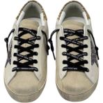 Globalux Golden Goose Super-Star White Leather Sneaker Multicolor Glitter Star Heel - Kadın Ayakkabı - Günlük - Spor - Sneaker - Beyaz - Gold