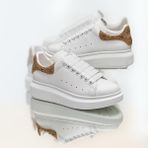 Globalux Mcqueen Women's Sneakers - Sneaker In White/gold Shiny - Alexander Mcq Kadın Sneaker - 001 - Beyaz