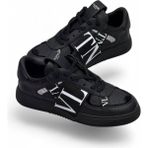 Globalux Valentino Garavani VL7N Erkek Sneaker - Siyah Deri Vltn Logo Bantlı Street Style Ayakkabı - Siyah - Beyaz