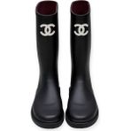 Globalux Women's Chanel cc Logo Rubber Rain Boots In Black - Kadın Kauçuk Yağmur Çizmesi - Siyah