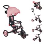 Globber - 4'ü 1 Arada Explorer Üç Tekerlekli Bisiklet - 10 Ay - 5 Yaş Arası Yeni Yürümeye Başlayan Çocuklar için Katlanabilir ve Ölçeklenebilir Üç Tekerlekli Bisiklet - Pastel Pembe