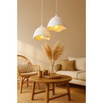 Globelux Ikili Beton Görünümlü Şapka Avize Sarkıt Loft Stil Modern, Vegan, Çevre Dostu, Salon Mutfak - Beyaz