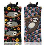 GLOBLELAND 2 adet tatlı yumuşak gözlük kılıfı, tembel hayvan orman dalları ve akçaağaç yaprakları, seyahat gözlük çantası, poliüretan deri, taşınabilir gözlük kılıfı, sıkıştırmalı kilitli çanta, saat