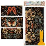 GLOBLELAND 3 yaprak Vintage kelebek çiçekleri çıkartma çıkartma mobilya dekoru için 30 x 13,9 cm retro çiçek deseni su geçirmez UV DTF çıkartma transfer çıkartması komodin çekmeceler için