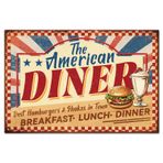 GLOBLELAND American Diner Metal Sac Levha 8x30 cm Vintage Hamburger ve Shakes Sanat Tahtası Poster Duvar Dekorasyonu Ev Mutfak Oturma Odası Yatak Odası Mutfak Kafe Bar için