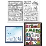 GLOBLELAND İncil kitaplık okuma planı şeffaf şeffaf pullar kitap ve saksı kabartma damga levhaları silikon şeffaf pullar mühür kendin yap Scrapbooking ve kart yapımı için kağıt el işi dekor