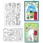 GLOBLELAND Post Hayvanlar Temizle Pullar Kirpi ve Posta Kutusu Kesme Ölür Seti DIY Scrapbooking ve Kartlar Yapımı Dekoratif Fotoğraf Albümü Dizüstü Dekorasyon