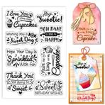 GLOBLELAND Tatlı dilekler temizle pullar cupcakes nimet kelimeler silikon şeffaf damga mühürler şeffaf pullar DIY Scrapbooking kartları yapımı fotoğraf albümü günlük