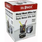Globox 3'lü Ofis Masa Seti Metal Siyah Renk