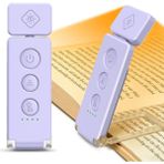 Glocusent 12 LED Şarjlı Kitap Okuma Işığı - 5 Renk & 5 Parlaklık Seviyesi - 1 Adet - Mor
