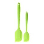 GLOGLOW 2 Adet Silikon Spatula, Kauçuk Spatula Pişirme Karıştırma Aracı Asılı Delik Ile Kek Tatlı Karıştırma Pişirme Yayma (Büyük + küçük yeşil)