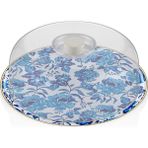 Glore 31 cm Blue Rose Yuvarlak Kek Fanusu