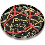 Glore Chain Mat Altın Cam Tepsi