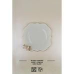 Glore Dolmabahçe Lotus Krem Altın Yaldızlı 6 Kişilik Cam Servis Tabağı Takımı - 26x26cm