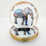 Glore Elephant Altın Yaldızlı Cam Servis Tabağı Takımı