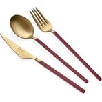 Glore Lizbon 6 Kişilik Gold Kırmızı Çatal Kaşık Bıçak Takımı