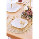 Glore Lotus Krem 6'lı Altın Yaldızlı Pasta Tabağı