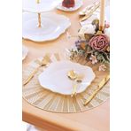 Glore Lotus Krem Altın Yaldızlı 6 Kişilik 26 Parça Pasta Takımı