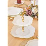 Glore Lotus Krem Cam Kurabiyelik Altın Yaldızlı - 26cm