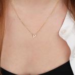 Glorria Gümüş 3 Boyutlu Minimalist P Harfi Kadın Kolye