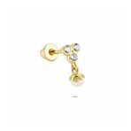 Glorria İnci Üç Taş Helix 14 Ayar Altın Piercing