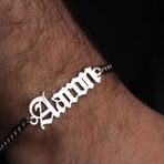 Glorria Kişiye Özel Gothic İsimli Gurmet Zincirli 925 Ayar Erkek Gümüş Bileklik