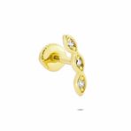 Glorria Üç Taş Helix 14 Ayar Altın Piercing