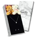 Glorria VK1068HS Gümüş Tektaş Kolye, Küpe Hediye Seti