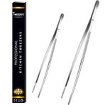 Gloryor® Pişirme cımbızı paslanmaz çelik 2 adet, mutfak cımbızı, mutfak cımbızı, aşçı ızgara cımbızı, et cımbızı, pişirme maşası, mutfak maşası, mutfak maşası, mutfak maşası aksesuarı (gümüş, 20 + 30