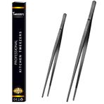 Gloryor® Pişirme cımbızı paslanmaz çelik 2 adet, mutfak cımbızı, mutfak cımbızı, aşçı ızgara cımbızı, et cımbızı, pişirme maşası, mutfak maşası, mutfak maşası, mutfak maşası aksesuarı (siyah, 20 + 30
