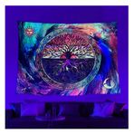 Glow Tapestry Mandala Hayat Ağacı Siyah Işık Goblen, UV Reaksiyon Psychedelic Peyzaj Goblen Poster, Oturma Odası Yatak Odası Estetik Goblen (Size : 150x130cm)