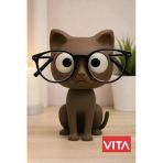 Glowify Prime Glowify Prime Sevimli Siyah Kedi Gözlük Standı Dekoratif Gözlük Tutucu Masaüstü Gözlük Standı Hediye Organizer Kahverengi