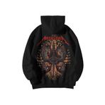 GlowUP Siyah Kadın Erkek Oversize Kapşonlu Kanguru Cepli Butterfly Metallica Baskılı Sweatshirt Hoodie