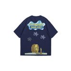 GlowUP Unisex Koyu Indigo Astroworld Travis Scott Baskılı Oversize Bisiklet Yaka Kısa Kollu T-shirt