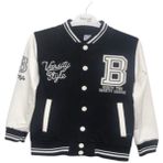 Glrb Deros Siyah 2ip Varsıty Style Baskılı Unisex Çocuk Kolej Ceket 1007172-S - 7 Yaş