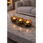 Glsm Boutique 3’lü Lotus Mumluk Dekoratif Tealight Mumluk – Yaprak Tepsili Metal Mumluk Sarı & Gri Renk Seçenekli