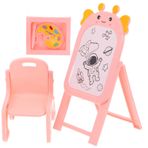 GLSTOY 1 Takım Dollhouse Minyatür Şövale Seti Plastik Minyatür Dollhouse Şövale Tepsisi Çocuk Oyun Evi Mini Sandalye Minyatür Dollhouse Şövale