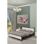 GM 305 MODERN ÇİFT KİŞİLİK AHŞAP METAL SİYAH BEYAZ KARYOLA 150X200 - 150 x 200 cm - Siyah - Beyaz
