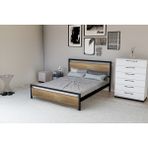 GM 305 MODERN ÇİFT KİŞİLİK AHŞAP METAL SİYAH CEVİZ KARYOLA 160X200 - 160 x 200 cm - Renkli