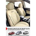 Gm Design Premium Serisi Lüks Keten Oto Koltuk Kılıfı (Peugeot 206-207-208-306-307-407- Uyumlu) - Bej