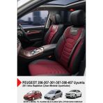 Gm Design Titanyum Serisi Lüks Keten Oto Koltuk Kılıfı-(Peugeot 206-207-208-306-307-407- Uyumlu) - Bordo