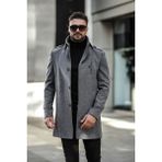 Gm Giyimarket Uzun Kaşe Kaban Erkekler İçin Dar Kesim Kışlık Moda 100% Yerli Üretim - Koyu - Gri